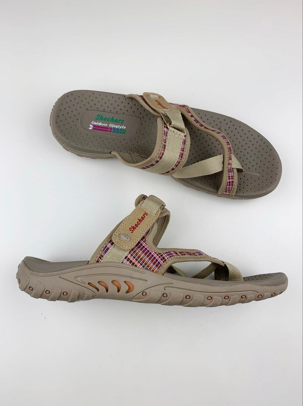Skechers Reggae All Natural Sandals Slip On Toe Loop Tan Outdoor Women's 10